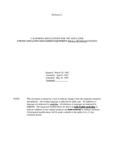 Rulemaking: [removed]Enclosure 2 Cal Regulations For 1995 And Later Small Off-Road Engines