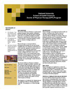 Oakland University School of Health Sciences Doctor of Physical Therapy (DPT) Program