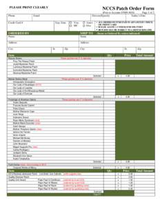 PLEASE PRINT CLEARLY Phone NCCS Patch Order Form (Post to Account[removed]Page 1 of 2