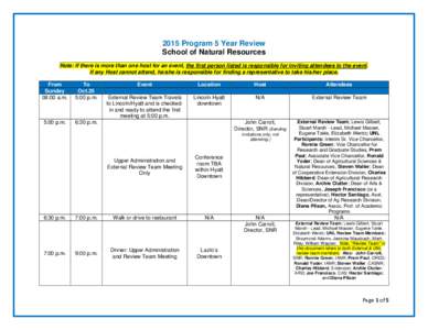 Microsoft WordProgram 5 Year Review Itinerary and Agenda