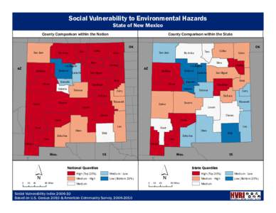 Social Vulnerability to Environmental Hazards County Comparison within the Nation San Juan  Taos