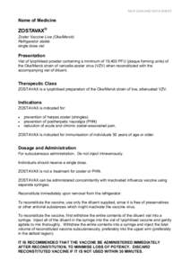 NEW ZEALAND DATA SHEET  Name of Medicine ZOSTAVAX®