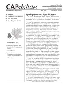 CAPabilities from Heritage Preservation news and ideas for Conservation Assessment Program museums and assessors