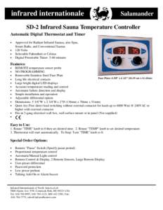 infrared internationale  Salamander SD-2 Infrared Sauna Temperature Controller Automatic Digital Thermostat and Timer