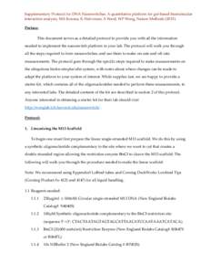 Supplementary Protocol for DNA Nanoswitches: A quantitative platform for gel-based biomolecular interaction analysis, MA Koussa, K Halvorsen, A Ward, WP Wong, Nature MethodsPreface: This document serves as a det