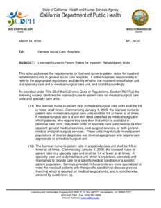 State of California—Health and Human Services Agency  California Department of Public Health MARK B HORTON, MD, MSPH Director