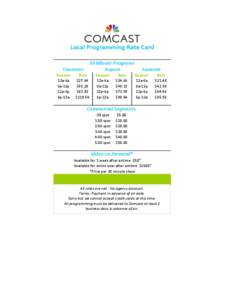 Local Programming Rate Card 30 Minute Programs Charleston Daypart 12a-6a 6a-12p