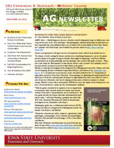 ISU Extension & Outreach —Webster County 217 South 25th Street, Suite C-12 Fort Dodge, IA[removed]www.extension.iastate.edu/webster/  DECEMBER 19, 2013