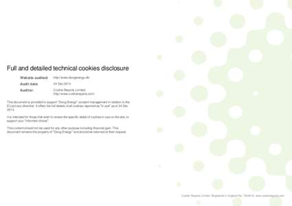 Full and detailed technical cookies disclosure Website audited: http://www.dongenergy.dk/  Audit date: