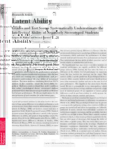 P SY CH OL OG I C AL S CIE N CE  Research Article Latent Ability Grades and Test Scores Systematically Underestimate the