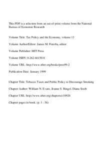 This PDF is a selection from an out-of-print volume from the National Bureau of Economic Research Volume Title: Tax Policy and the Economy, volume 13 Volume Author/Editor: James M. Poterba, editor Volume Publisher: MIT P