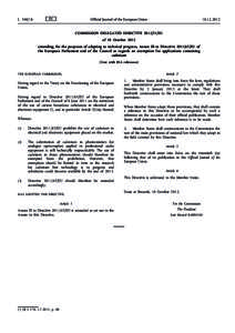 Commission Delegated Directive[removed]EU of 10 October 2012 amending, for the purposes of adapting to technical progress, Annex III to Directive[removed]EU of the European Parliament and of the Council as regards an exe