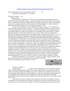 Southern Campaign American Revolution Pension Statements & Rosters Pension Application of Lewis Cookson Davis S32199 Transcribed and annotated by C. Leon Harris. VA