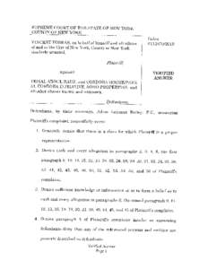 SUPREME COURT OF THE STATE OF NEW YORK COUNTY OF NEW YORK VINCENT FORRAS. on behalf of himself and all others of and in the City of New York. County of New York. similarly situated,