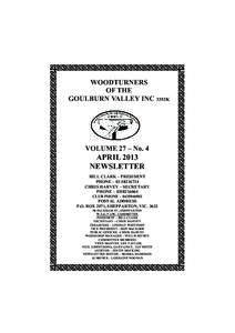 WOODTURNERS OF THE GOULBURN VALLEY INC 3352K VOLUME 27 – No. 4