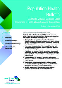 Population Health Bulletin Goldfields-Midwest Medicare Local Determinants of Health & Socio-Economic Disadvantage Bulletin 3, September 2014