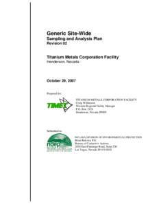 Generic Site-Wide Sampling and Analysis Plan Revision 02 Titanium Metals Corporation Facility Henderson, Nevada