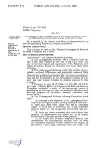 Consolidated Natural Resources Act / Geography / Underground Railroad / National Park Service / United States