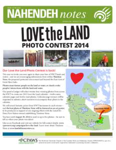 NAHENDEH notes Notes of the Land CANADIAN PARKS AND WILDERNESS SOCIETY-NWT CHAPTER  SPRING 2014, NEWSLETTER #32
