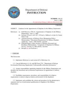 DoD Instruction[removed], June 11, 2004; Incorporating Change 3, Effective March 20, 2014