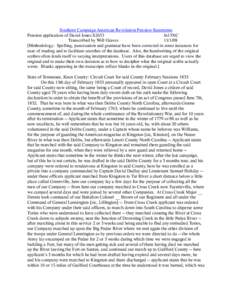 Southern Campaign American Revolution Pension Statements Pension application of David Jones S2653 fn13NC Transcribed by Will Graves[removed]Methodology: Spelling, punctuation and grammar have been corrected in some inst