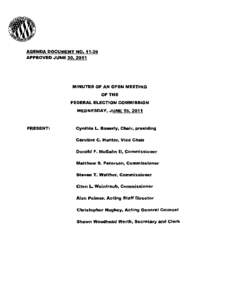 AGENDA DOCUMENT NO[removed]APPROVED JUNE 30, 2011 MINUTES OF AN OPEN MEETING  OF THE