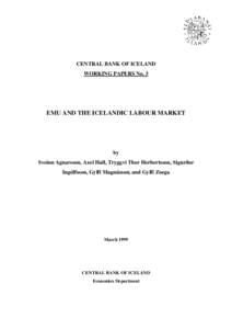 CENTRAL BANK OF ICELAND WORKING PAPERS No. 3 EMU AND THE ICELANDIC LABOUR MARKET  by