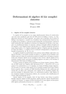 Deformazioni di algebre di Lie semplici ristrette Filippo Viviani 20 marzo. – Algebre di Lie semplici ristrette