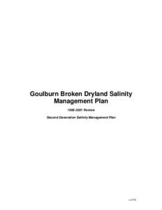 Goulburn Broken Dryland Salinity Management PlanReview Second Generation Salinity Management Plan  1