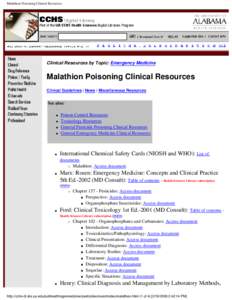 Malathion Poisoning Clinical Resources