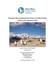 Population Size and Reproductive Success of California Gulls at Mono Lake, California in 2013 Kristie N. Nelson and Ann Greiner December 2013 Point Blue Conservation Science