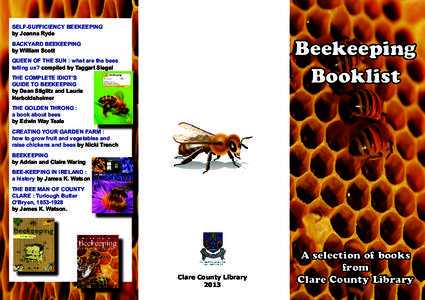SELF-SUFFICIENCY BEEKEEPING by Joanna Ryde Beekeeping Booklist