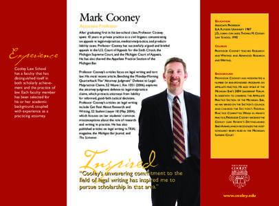 Mark Cooney Associate Professor Experience Cooley Law School has a faculty that has