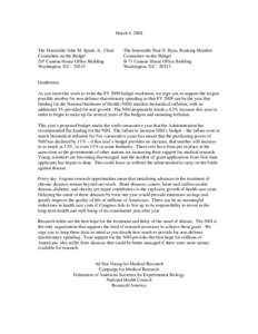 March 4, 2008  The Honorable John M. Spratt, Jr., Chair Committee on the Budget 207 Cannon House Office Building Washington, D.C[removed]