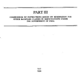 PART III COMPENDIUM OF INSTRUCTIONS ISSUED ON RESERVATION FOR OTHER BACKWARD CLASSES IN SERVICES/POSTS UNDER THE GOVERNMENT OF INDIA  Page