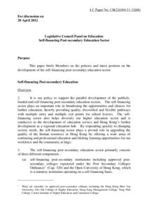 LC Paper No. CB[removed])  For discussion on 20 April[removed]Legislative Council Panel on Education