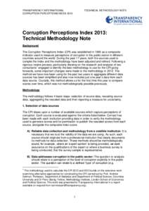 TRANSPARENCY INTERNATIONAL CORRUPTION PERCEPTIONS INDEX 2013 TECHNICAL METHODOLOGY NOTE  Corruption Perceptions Index 2013: