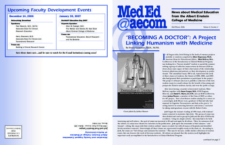 Upcoming Faculty Development Events December 14, 2006 January 30, 2007  Networking Breakfast