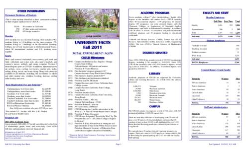 Fall 2011 Universtiy Fact Sheet.pub