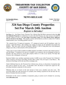 Taxation / Property tax / Business / Auction / Tax sale / San Diego / Southern California / Real property law / State taxation in the United States / Geography of California