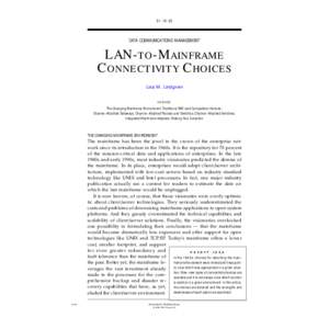 DATA COMMUNICATIONS MANAGEMENT LAN-TO-MAINFRAME CONNECTIVITY CHOICES
