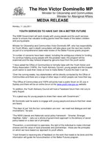 Media release: Youth services to have say on a Better Future