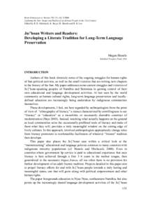 SENRI ETHNOLOGICAL STUDIES 70: [removed] ©2006 Updating the San: Image and Reality of an African People in the 21st Century Edited by R. K. Hitchcock, K. Ikeya, M. Biesele and R. B. Lee Ju/’hoan Writers and Readers: Dev