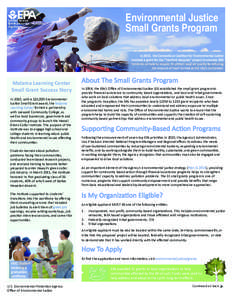 Environmental Justice Small Grants Factsheet