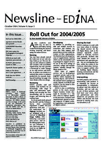 Newsline EDiNA from October	2004,	Volume	9,	Issue	3  In this Issue...