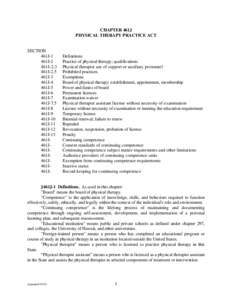 CHAPTER 461J  PHYSICAL THERAPY PRACTICE ACT SECTION