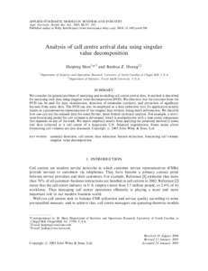 APPLIED STOCHASTIC MODELS IN BUSINESS AND INDUSTRY Appl. Stochastic Models Bus. Ind., 2005; 21:251–263 Published online in Wiley InterScience (www.interscience.wiley.com). DOI: [removed]asmb.598 Analysis of call centre 