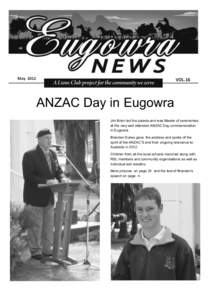 May[removed]VOL.16 ANZAC Day in Eugowra Jim Brien led the parade and was Master of ceremonies