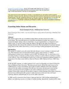 Academic Exchange Quarterly Spring 2013 ISSN[removed]Volume 17, Issue 1 To cite, use print source rather than this on-line version which may not reflect print copy format requirements or text lay-out and pagination. Th