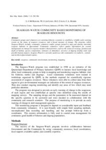 Biol. Mar. Medit[removed]), 7 (2): [removed]L.J. MCKENZIE, W.J. LEE LONG, R.G. COLES, C.A. RODER Northern Fisheries Centre - Department Of Primary Industries, PO Box 5396, Queensland 4870, Australia.  SEAGRASS-WATCH: COMMU